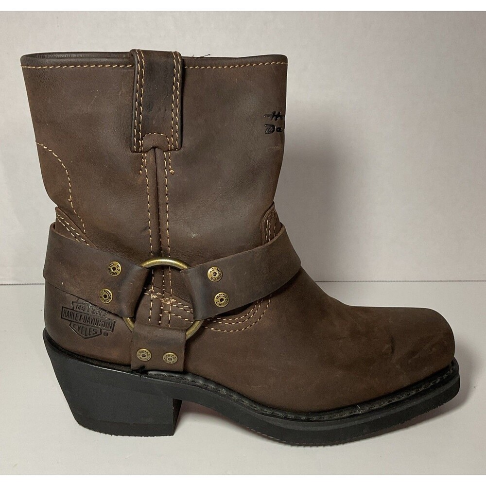 Harley Davidson Motorcycle Leather Boots Brown Size 6